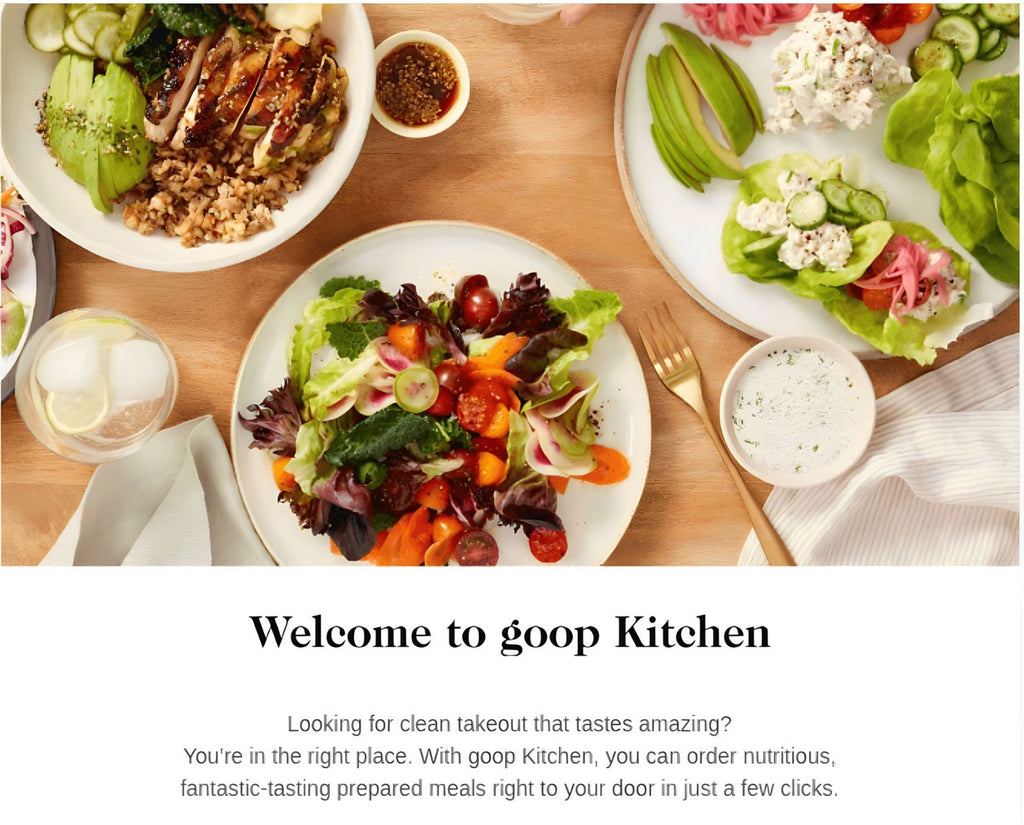 goop Kitchen’s welcome email that tells customers what the brand is about.