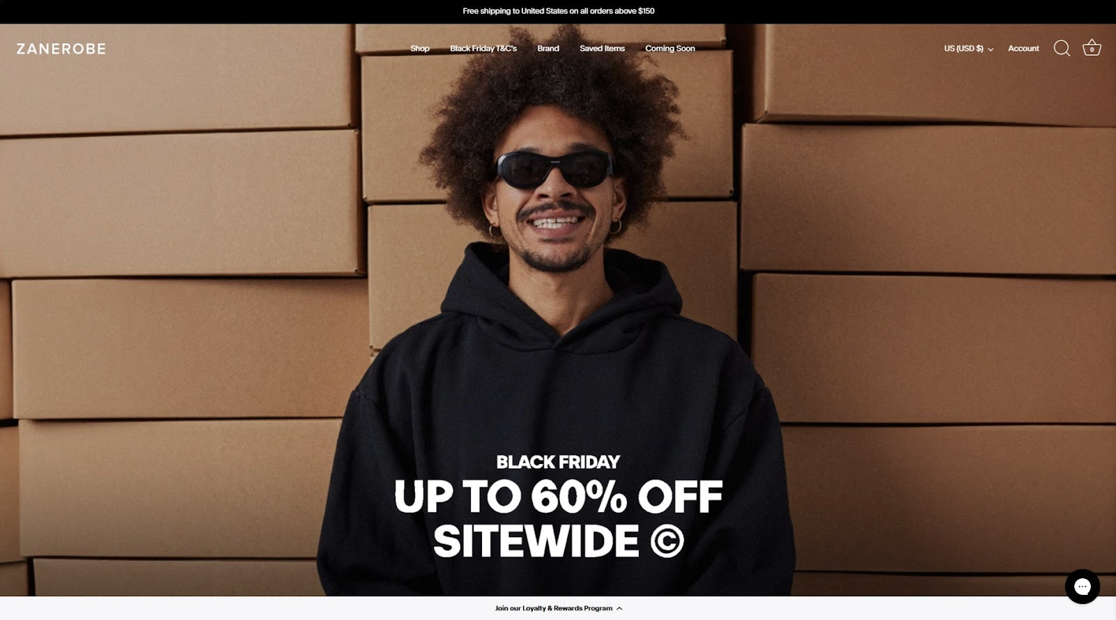 Zanerobe Homepage First Fold