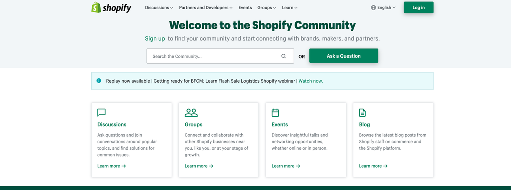Shopify Community page
