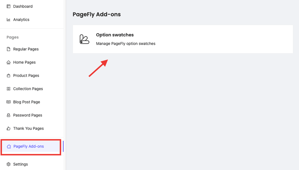 Add-on tab on PageFly