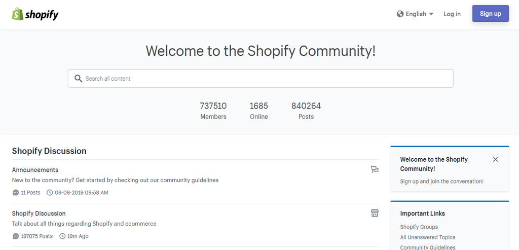 Shopify Community Screenshot