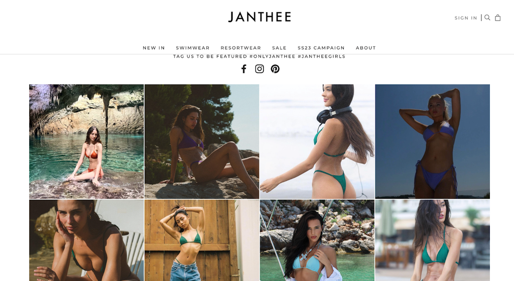 Janthee instagram gallery on Shopify