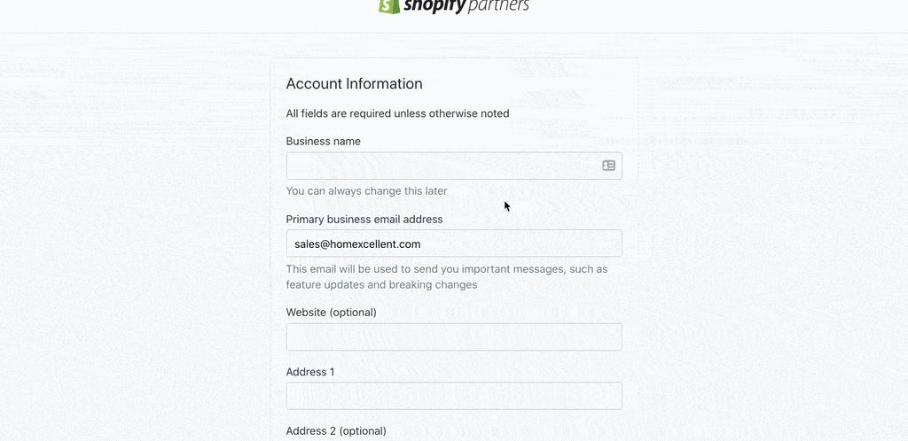 Shopify Affiliate form