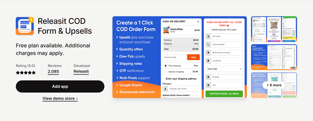 Releasit COD Form & Upsells