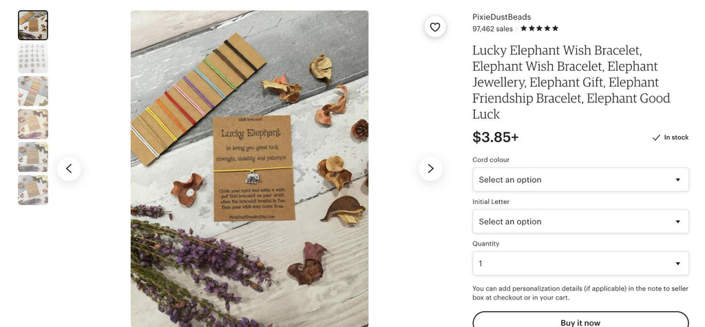 Etsy listings layout
