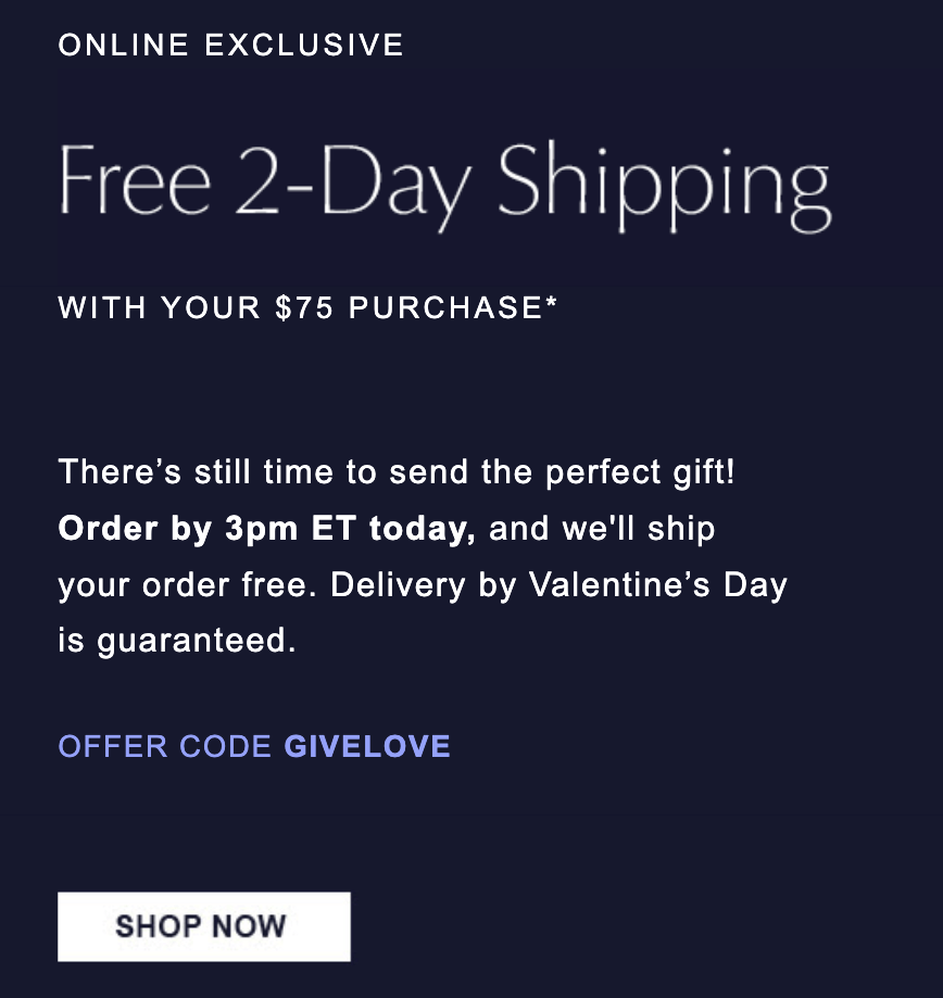 valentine free shipping