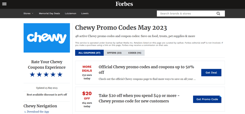 Chewy promo codes May 2023