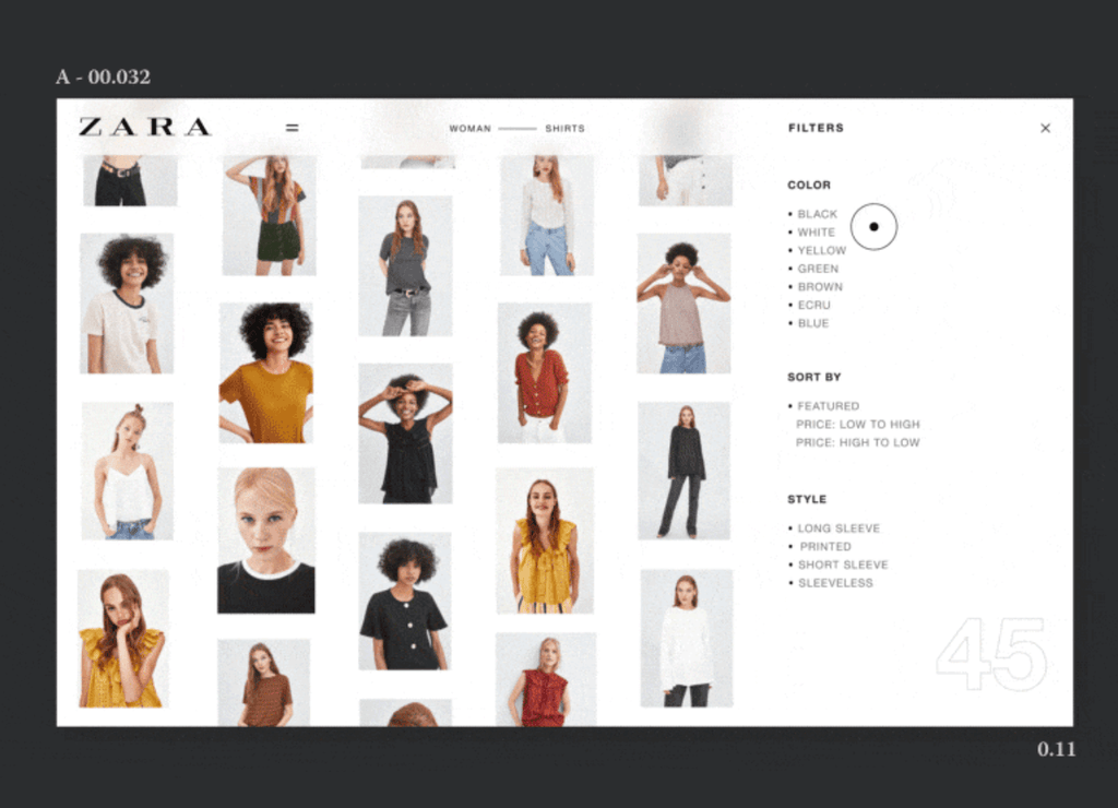 zara product page