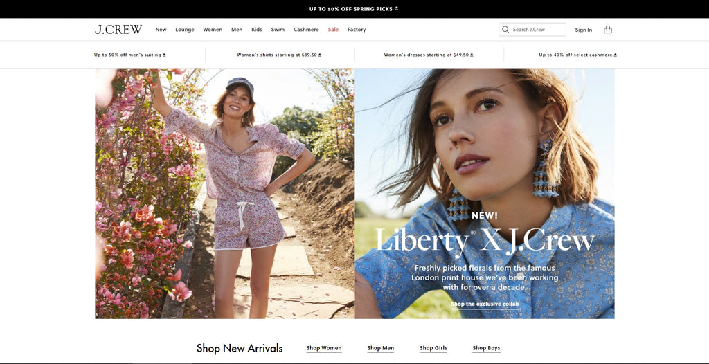 J.crew splash page