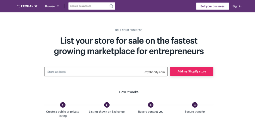 Sell A Shopify Store On Exchange Marketplace