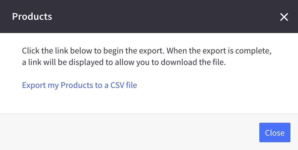 Export product data to CSV file