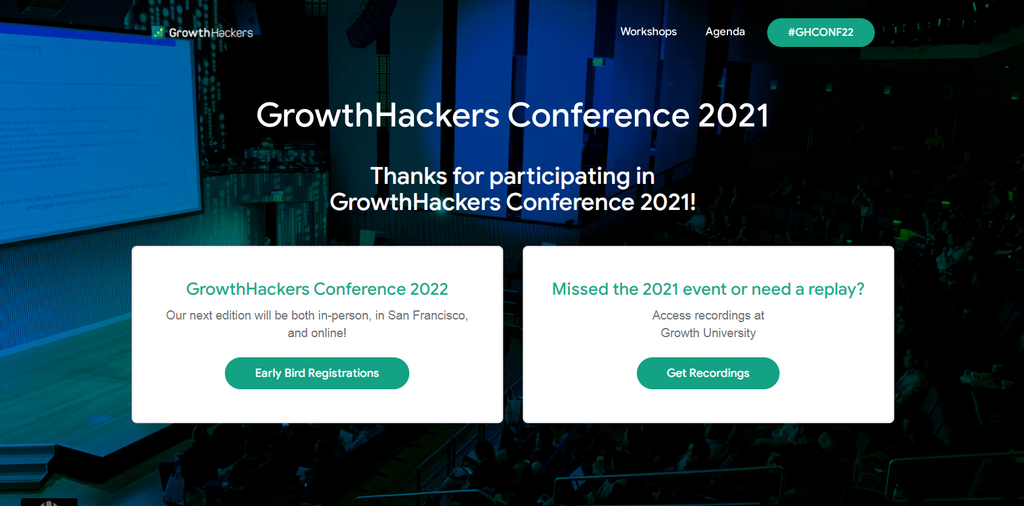 Growth Hackers Conference's relevant details