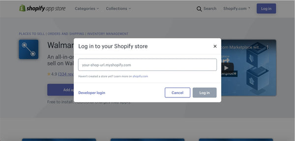 add Walmart app on Shopify