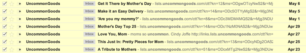 mother’s day-related subject lines