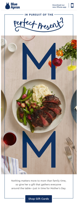 mother's day email campaign of Blue Apron