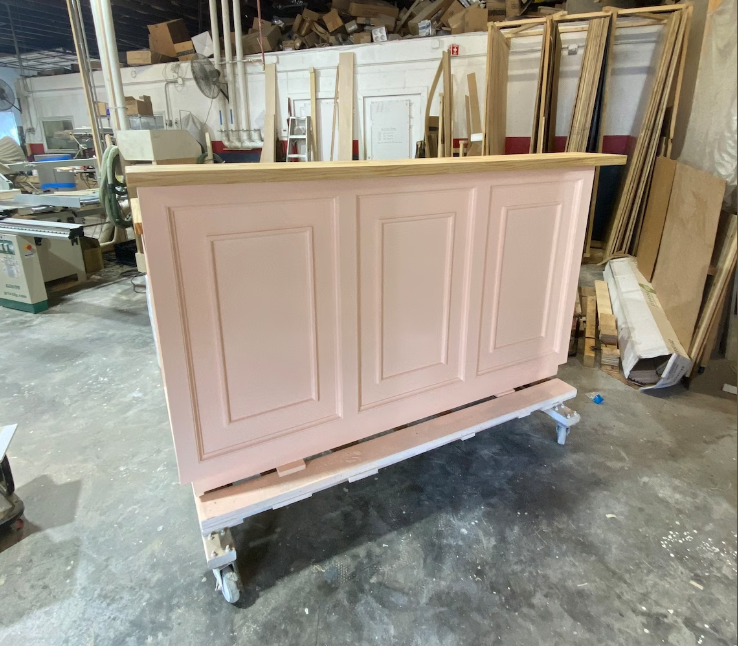 painted wooden retail counter