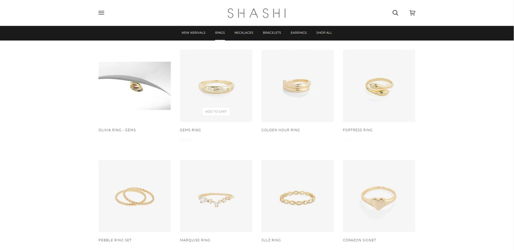 SHASHI Shopify jewelry stores