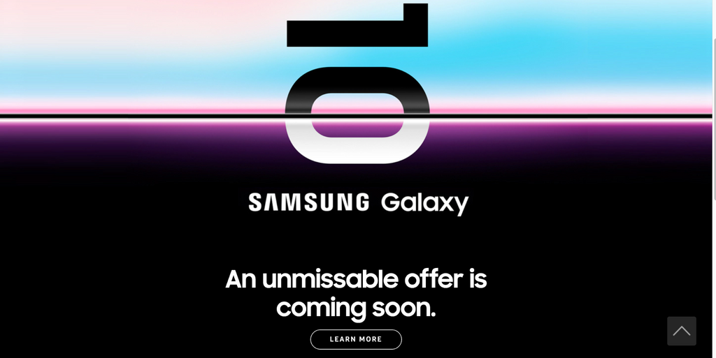 Samsung UK coming soon page for samsung galaxy s10