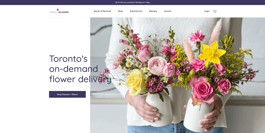 Tonic Blooms homepage