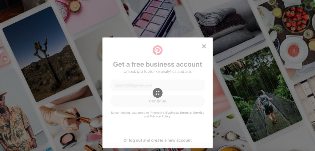sign up for Pinterest account