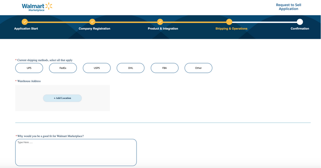 Shipping & Operation settings on Walmart