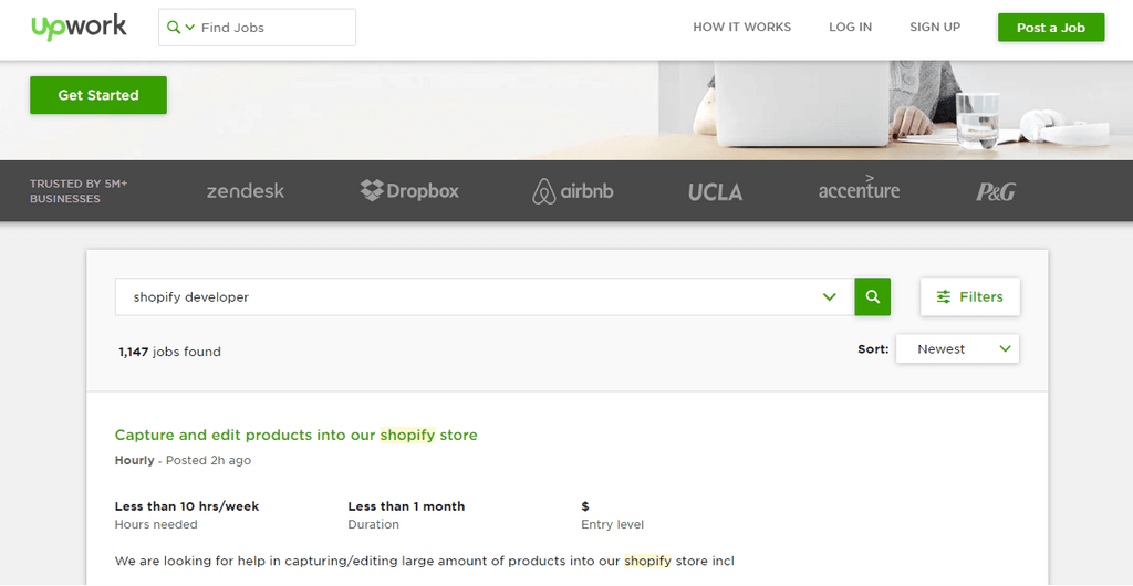 Upwork shopify developers