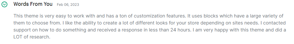 Words From You likes the customization features