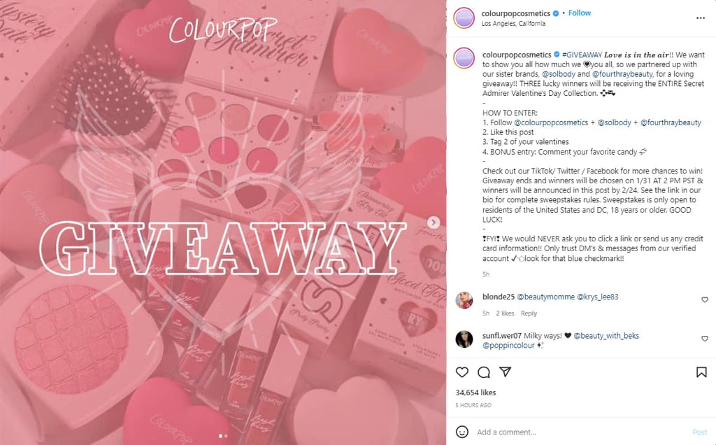 ColourPop giveaway contest