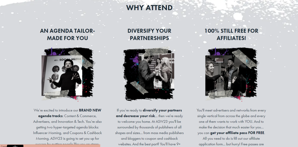 Reasons to attend event