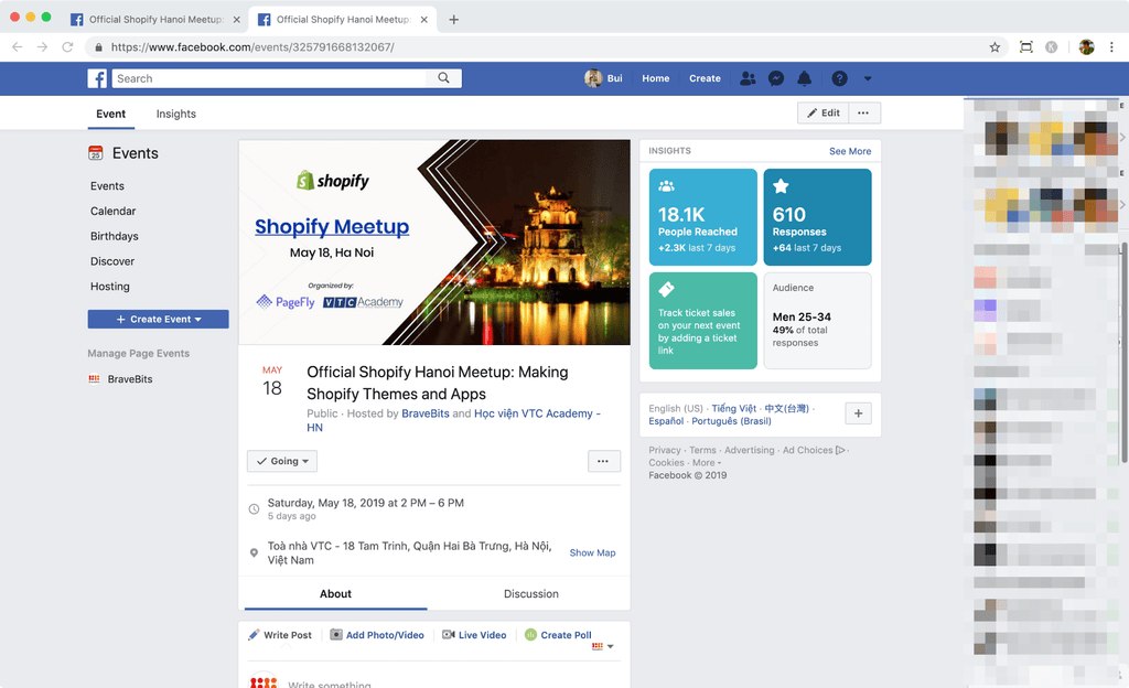 shopify hanoi meetup event page