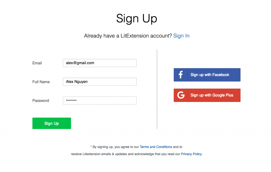 Litextension signup