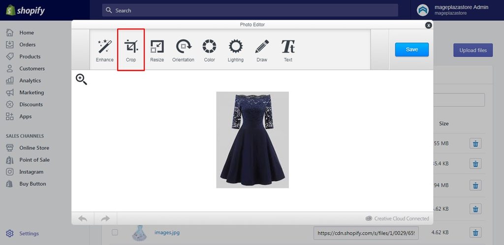 Shopify image editor function