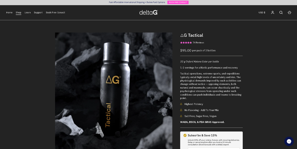 product page of DeltaG Keltones