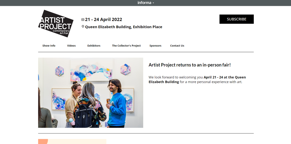 Artist Project Contemporary Art Fair landing page