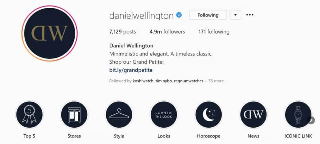 daniel wellington instagram