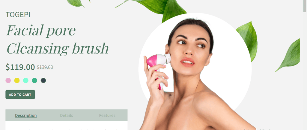 beauty product landing page