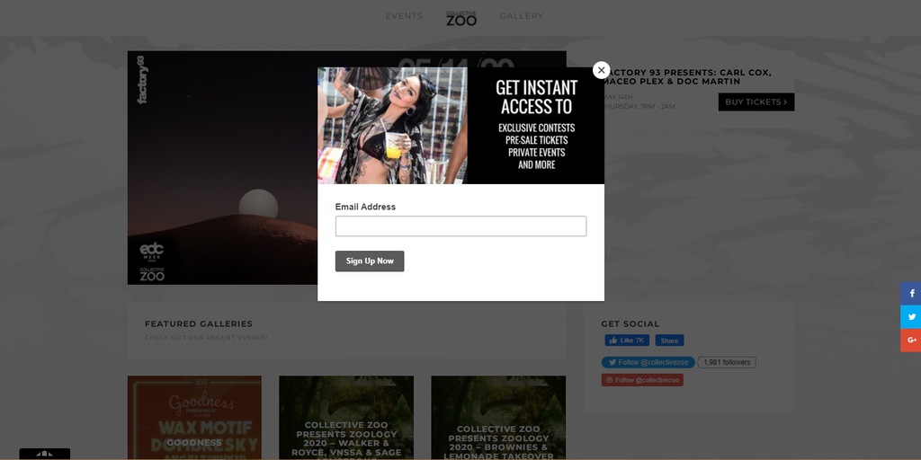 Collective Zoo's landing page