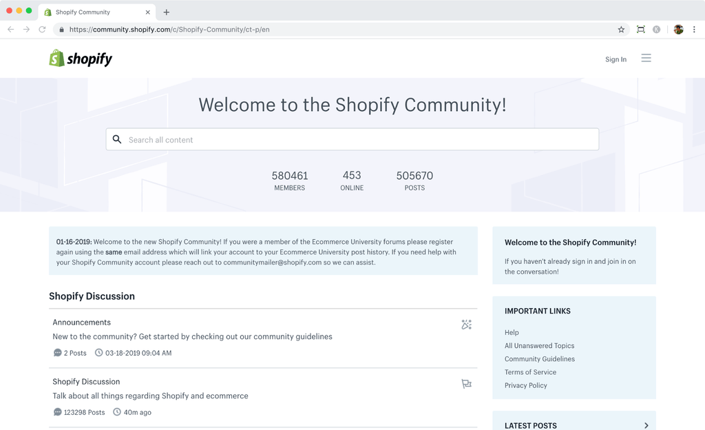 shopify community forum