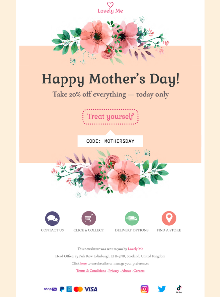 mother's day email campaign