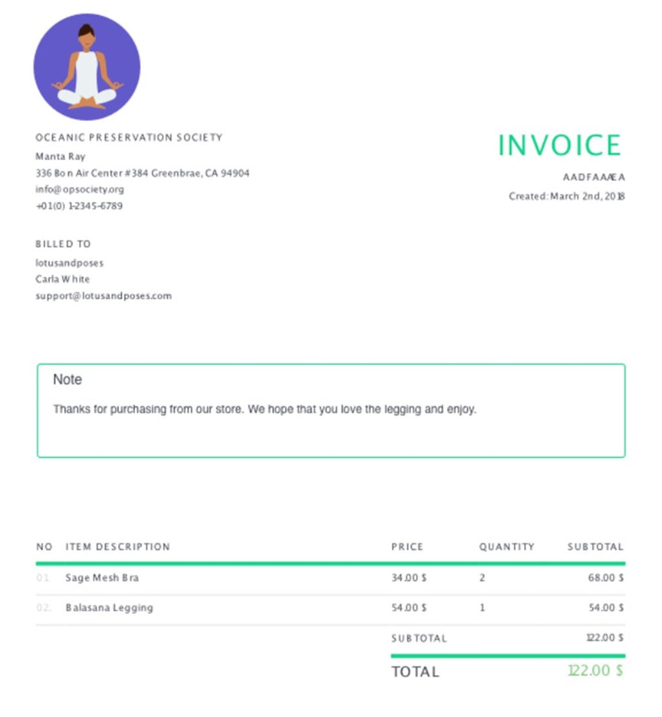 spocket branded invoice