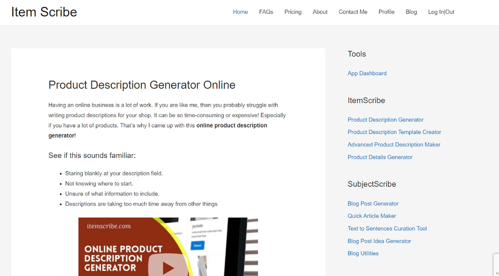 ItemScribe homepage