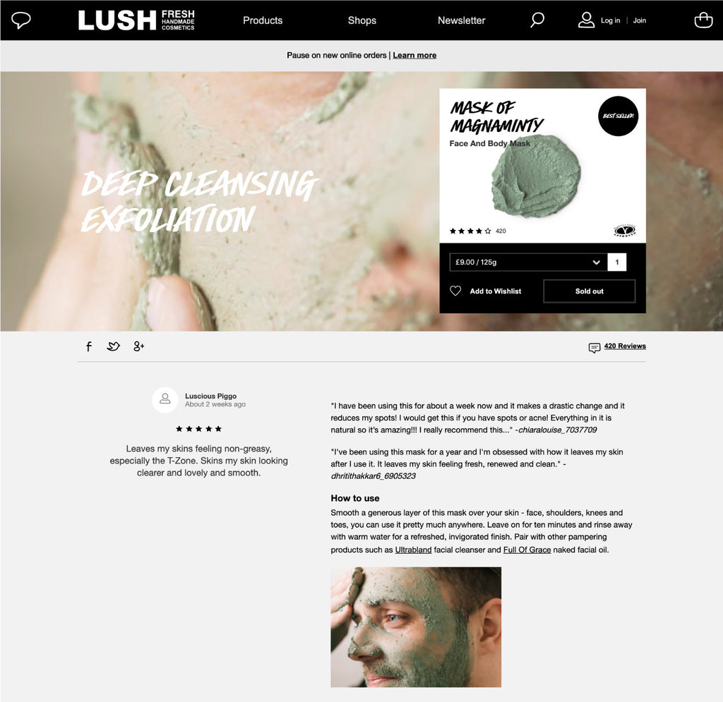 Lush Product Page Design