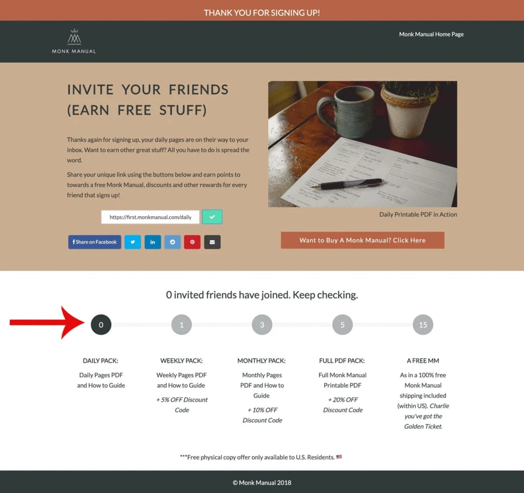 Monk Manual Thank you Landing Page