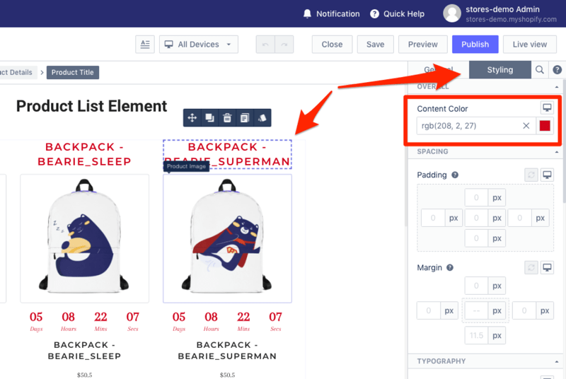 styling shopify product details