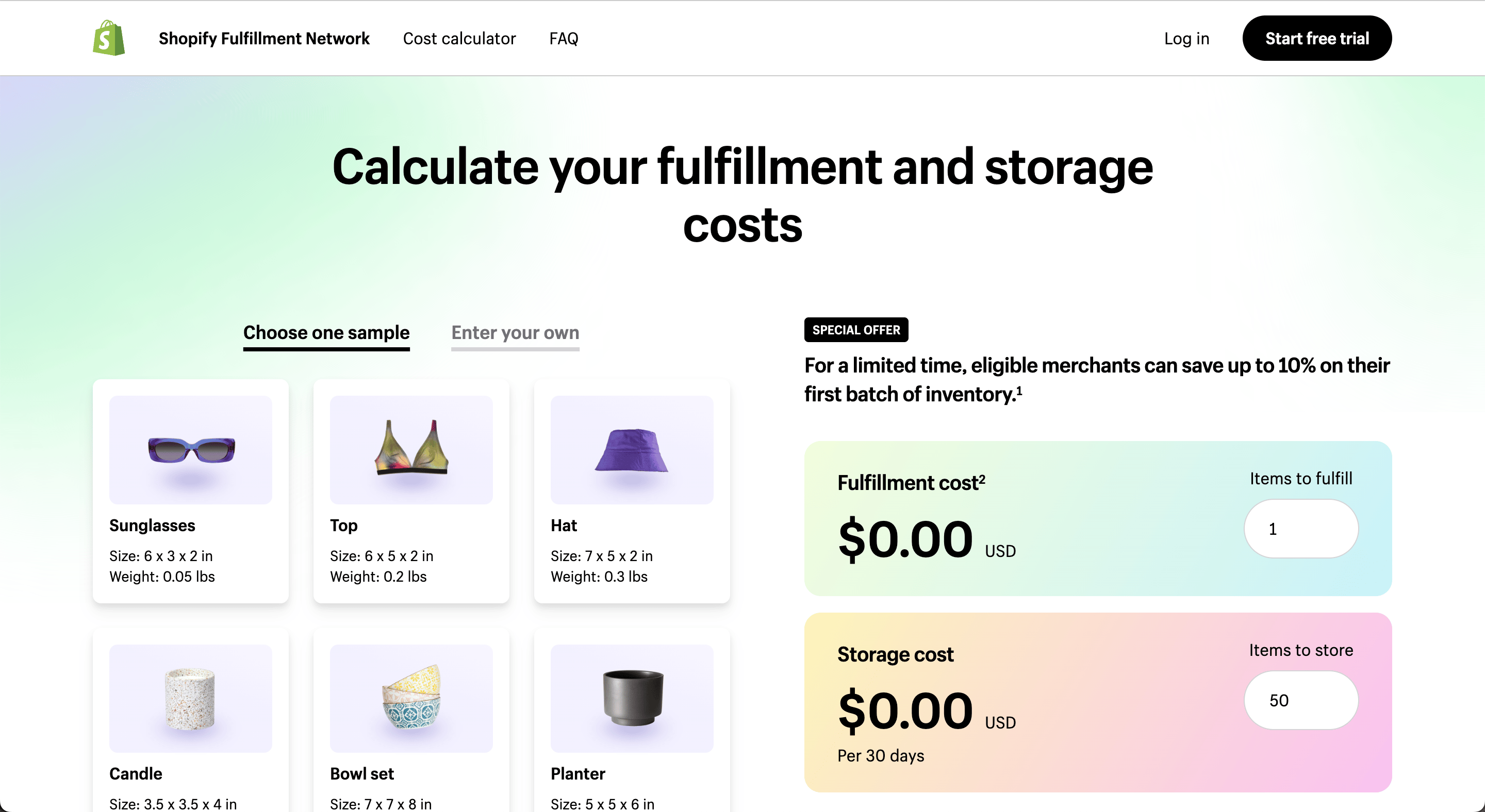 Shopify fulfillment calculator