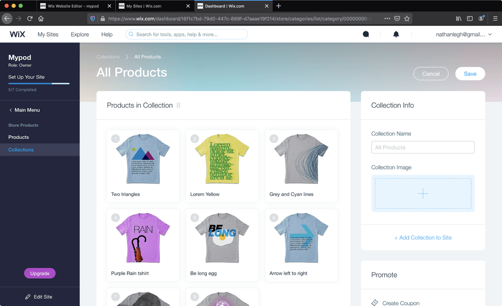 wix product collection editor