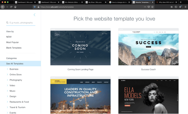 500+ wix templates