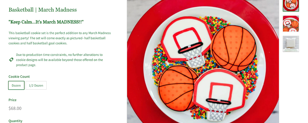 Basketball cookie product detail