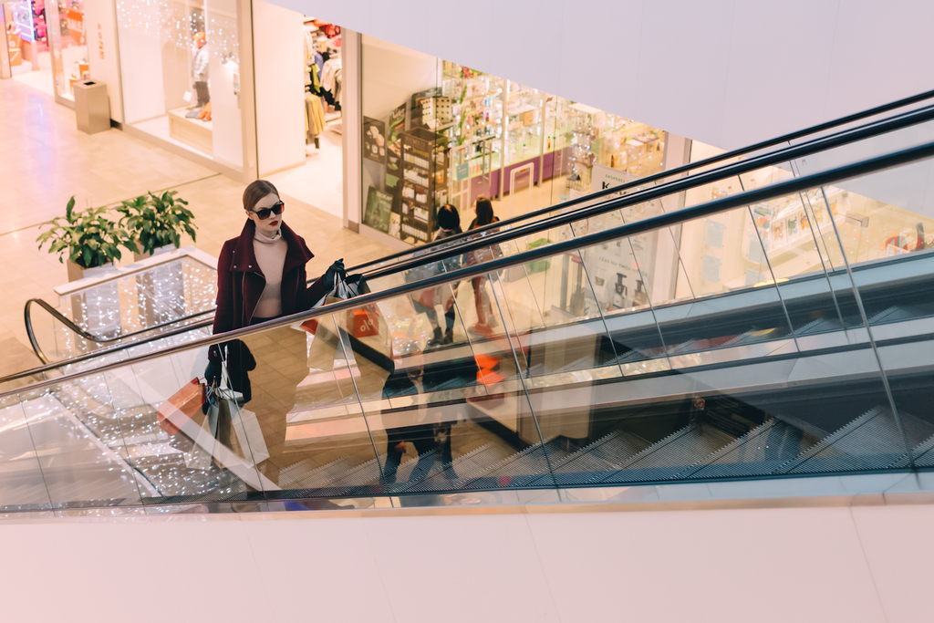 a women shopping in a mall