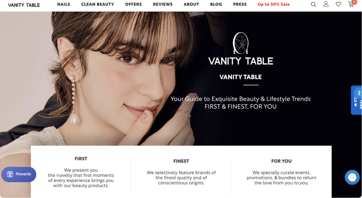 vanity table website pagefly